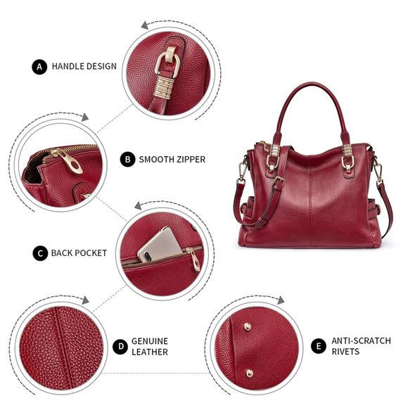 Genuine Leather Purses And Handbags, Satchel Tote Shoulder Bag :3 - Picture 4 of 6